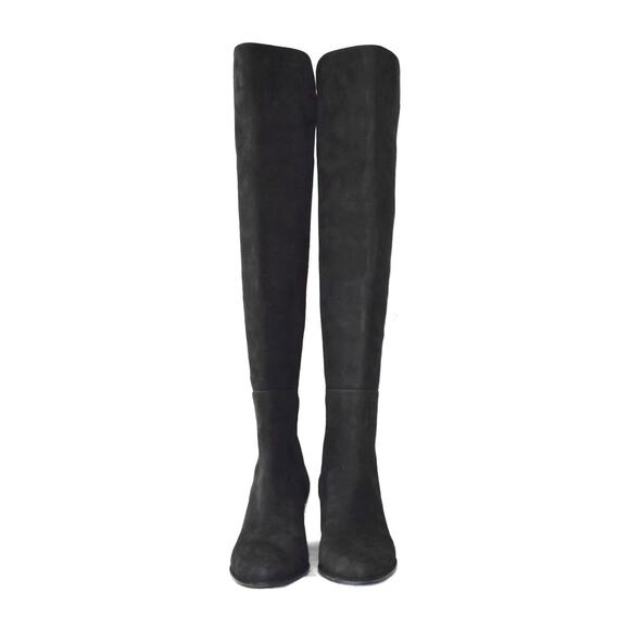 E0 Auth STUART WEITZMAN Semi Black Suede Over The Knee Wedge Boots Size 8 M $645 - Picture 3 of 11